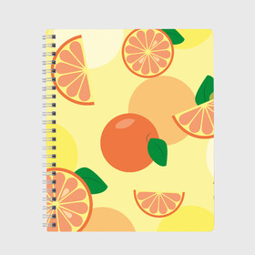 Тетрадь с принтом Апельсиновый летний узор , 100% бумага | 48 листов, плотность листов — 60 г/м2, плотность картонной обложки — 250 г/м2. Листы скреплены сбоку удобной пружинной спиралью. Уголки страниц и обложки скругленные. Цвет линий — светло-серый
 | апельсин | апельсиновый | летний | оранжевый | паттерн | узор | фруктовый