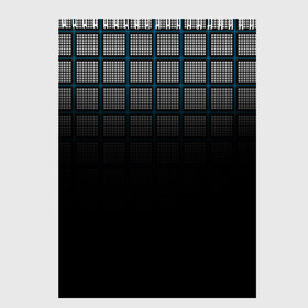 Скетчбук с принтом клетка , 100% бумага
 | 48 листов, плотность листов — 100 г/м2, плотность картонной обложки — 250 г/м2. Листы скреплены сверху удобной пружинной спиралью | Тематика изображения на принте: геометрия | клетка | линии | полоски | полосы | ровно | серый | сетка | синий | темный | точки | черный