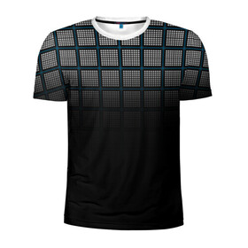 Мужская футболка 3D спортивная с принтом клетка , 100% полиэстер с улучшенными характеристиками | приталенный силуэт, круглая горловина, широкие плечи, сужается к линии бедра | Тематика изображения на принте: геометрия | клетка | линии | полоски | полосы | ровно | серый | сетка | синий | темный | точки | черный