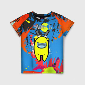 Детская футболка 3D с принтом Among Us , 100% гипоаллергенный полиэфир | прямой крой, круглый вырез горловины, длина до линии бедер, чуть спущенное плечо, ткань немного тянется | among us | видеоигры | злобные пришельцы | космические пришельцы | космические человечки | эмонг ас