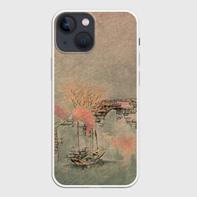 Чехол для iPhone 13 mini с принтом Пейзаж ,  |  | акварель | дымка | живопись | лодки | пастель | пейзаж