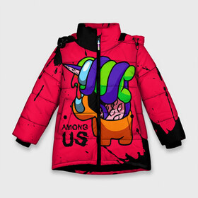 Зимняя куртка для девочек 3D с принтом AMONG US - ORANGE & GREEN , ткань верха — 100% полиэстер; подклад — 100% полиэстер, утеплитель — 100% полиэстер. | длина ниже бедра, удлиненная спинка, воротник стойка и отстегивающийся капюшон. Есть боковые карманы с листочкой на кнопках, утяжки по низу изделия и внутренний карман на молнии. 

Предусмотрены светоотражающий принт на спинке, радужный светоотражающий элемент на пуллере молнии и на резинке для утяжки. | among | among us | amongus | crewmate | game | games | imposter | impostor | logo | monster | sabotage | shhh | амонг | амонг ас | амонгас | игра | игры | импостер | космос | крюмейт | лого | логотип | логотипы | монстр | саботаж | символ | сим