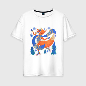 Женская футболка хлопок Oversize с принтом Снегурочка-Лисичка , 100% хлопок | свободный крой, круглый ворот, спущенный рукав, длина до линии бедер
 | 