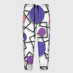 Мужские брюки 3D с принтом Геометрический узор , 100% полиэстер | манжеты по низу, эластичный пояс регулируется шнурком, по бокам два кармана без застежек, внутренняя часть кармана из мелкой сетки | 3д эффект | графика | квадраты | объемные фигуры | разноцветные круги