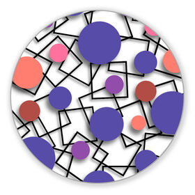 Коврик для мышки круглый с принтом Геометрический узор , резина и полиэстер | круглая форма, изображение наносится на всю лицевую часть | 3д эффект | графика | квадраты | объемные фигуры | разноцветные круги