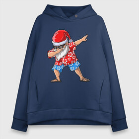 Женское худи Oversize хлопок с принтом Dabing Santa , френч-терри — 70% хлопок, 30% полиэстер. Мягкий теплый начес внутри —100% хлопок | боковые карманы, эластичные манжеты и нижняя кромка, капюшон на магнитной кнопке | 