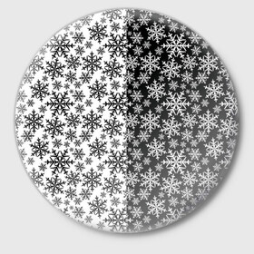 Значок с принтом Снежинки ,  металл | круглая форма, металлическая застежка в виде булавки | merry christmas | дед мороз | ёлка | зима | мороз | новый год | подарок | праздник | рождество | с новым годом | санта клаус | снег | снеговик | снегурочка | снежинки | снежные узоры | узоры