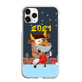 Чехол для iPhone 11 Pro Max матовый с принтом Коронавирусный Новый Год , Силикон |  | Тематика изображения на принте: 2021 | 7 января | bull | newyear | santa | бык | быки | бычок | год быка | дед мороз | корова | новогодние каникулы | новогодние праздники | новый 2021 | новый год | новый год 2021 | рождество | сани | санта | санта клаус