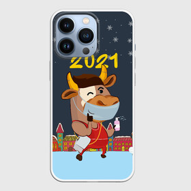 Чехол для iPhone 13 Pro с принтом Коронавирусный Новый Год ,  |  | 2021 | 7 января | bull | newyear | santa | бык | быки | бычок | год быка | дед мороз | корова | новогодние каникулы | новогодние праздники | новый 2021 | новый год | новый год 2021 | рождество | сани | санта | санта клаус