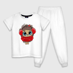 Детская пижама хлопок с принтом Милый новогодний ёжик , 100% хлопок |  брюки и футболка прямого кроя, без карманов, на брюках мягкая резинка на поясе и по низу штанин
 | 