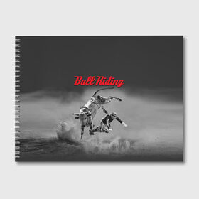 Альбом для рисования с принтом Bull Riding , 100% бумага
 | матовая бумага, плотность 200 мг. | Тематика изображения на принте: bull | dude | extreme | fall | helmet | hoofs | horns | sport | sportsman | tail | бык | падение | рога | спорт | спортсмен | хвост | чувак | шлем | экстрим