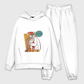 Мужской костюм хлопок OVERSIZE с принтом Санта ученый ,  |  | christmas | drawing | formula | gifts | new year | santa | santa claus | scientist | новый год | подарки | рисунок | рождество | санта | санта клаус | ученый | формула