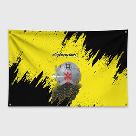 Флаг-баннер с принтом Cyberpunk 2077 , 100% полиэстер | размер 67 х 109 см, плотность ткани — 95 г/м2; по краям флага есть четыре люверса для крепления | cd project red | cyberpunk 2077 | keanu reeves | samurai | игра | киану ривз | киберпанк 2077 | самураи