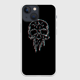 Чехол для iPhone 13 mini с принтом Skull /Glitch/ ,  |  | Тематика изображения на принте: bone | glitch | graffite | neon | skull | глитч | голова | граффити | кости | кость | неон | полосы | рисунок | человек | череп