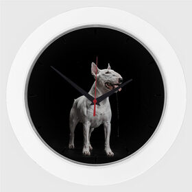 Настенные часы с принтом Bully ,  |  | bull terrier | dog | ears | eyes | fangs | jaw | muzzle | paws | saliva | tongue | бультерьер | глаза | клыки | лапы | нос | пасть | слюна | собака | уши | язык