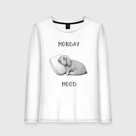 Женский лонгслив хлопок с принтом Monday Mood , 100% хлопок |  | dream | monday | mood | rabbit | sleep | заяц | кролик | понедельник | работа | сон | спать