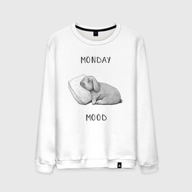 Мужской свитшот хлопок с принтом Monday Mood , 100% хлопок |  | dream | monday | mood | rabbit | sleep | заяц | кролик | понедельник | работа | сон | спать