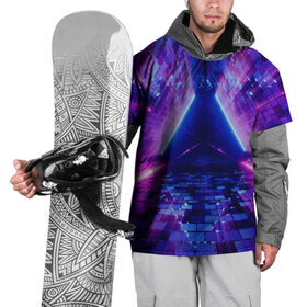 Накидка на куртку 3D с принтом Неоновый туннель , 100% полиэстер |  | геометрия | лазер | неон | розовый | свет | синий | треугольник | фигура | фиолетовый | цвета