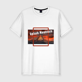 Мужская футболка хлопок Slim с принтом Splash Mountain , 92% хлопок, 8% лайкра | приталенный силуэт, круглый вырез ворота, длина до линии бедра, короткий рукав | splash mountain | гора | игра | игрок | пейзаж | туризм