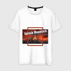 Мужская футболка хлопок с принтом Splash Mountain , 100% хлопок | прямой крой, круглый вырез горловины, длина до линии бедер, слегка спущенное плечо. | splash mountain | гора | игра | игрок | пейзаж | туризм