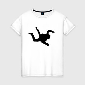Женская футболка хлопок с принтом Парашютист , 100% хлопок | прямой крой, круглый вырез горловины, длина до линии бедер, слегка спущенное плечо | небо | параплан | парашютист | парашютный спорт | полёт