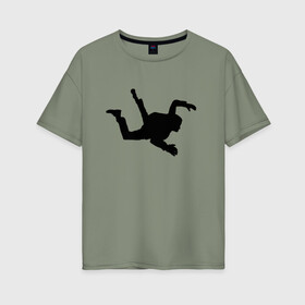 Женская футболка хлопок Oversize с принтом Парашютист , 100% хлопок | свободный крой, круглый ворот, спущенный рукав, длина до линии бедер
 | небо | параплан | парашютист | парашютный спорт | полёт