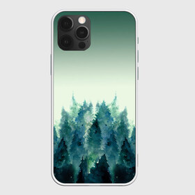 Чехол для iPhone 12 Pro Max с принтом акварельный лес градиент , Силикон |  | Тематика изображения на принте: акварель | горы | деревья | дымка | ели | лес | нрадиент | олень | отражение | природа | рисунок | силуэты
