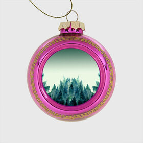 Стеклянный ёлочный шар с принтом акварельный лес градиент , Стекло | Диаметр: 80 мм | Тематика изображения на принте: акварель | горы | деревья | дымка | ели | лес | нрадиент | олень | отражение | природа | рисунок | силуэты