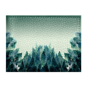 Обложка для студенческого билета с принтом акварельный лес градиент , натуральная кожа | Размер: 11*8 см; Печать на всей внешней стороне | акварель | горы | деревья | дымка | ели | лес | нрадиент | олень | отражение | природа | рисунок | силуэты