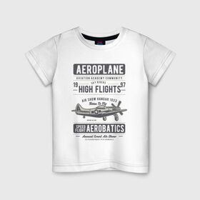 Детская футболка хлопок с принтом Самолет , 100% хлопок | круглый вырез горловины, полуприлегающий силуэт, длина до линии бедер | aeroplane | air | show | sky | буквы | небо | самолёт | слова | фразы | цифры | шоу