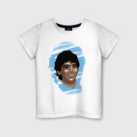 Детская футболка хлопок с принтом Diego Maradona , 100% хлопок | круглый вырез горловины, полуприлегающий силуэт, длина до линии бедер | diego maradona | football | диего марадона | матч | первенство | футбол | чемпионат