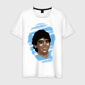 Мужская футболка хлопок с принтом Diego Maradona , 100% хлопок | прямой крой, круглый вырез горловины, длина до линии бедер, слегка спущенное плечо. | Тематика изображения на принте: diego maradona | football | диего марадона | матч | первенство | футбол | чемпионат