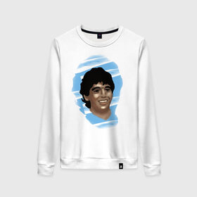 Женский свитшот хлопок с принтом Diego Maradona , 100% хлопок | прямой крой, круглый вырез, на манжетах и по низу широкая трикотажная резинка  | diego maradona | football | диего марадона | матч | первенство | футбол | чемпионат