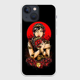 Чехол для iPhone 13 mini с принтом ДЕВУШКА В МАСКЕ ,  |  | girl | mask | moon | princess | red | арт | восток | девушка | демон | индейцы | красавица | красный | луна | майя | маска | рисунок | цветы