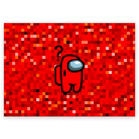 Поздравительная открытка с принтом Pixel Among Us , 100% бумага | плотность бумаги 280 г/м2, матовая, на обратной стороне линовка и место для марки
 | among us | impostor | mem | pixel | red | амонг ас | вопрос | вопросительный знак | знак вопроса | импостер | импостор | космический | космонавт | мемы | персонажи игр | пиксельный | предатель | пришелец | самозванец