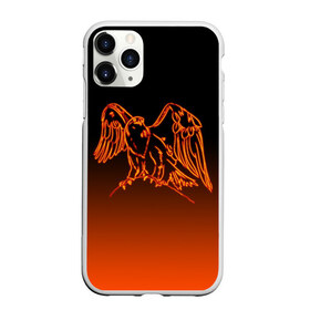 Чехол для iPhone 11 Pro Max матовый с принтом Огненный орел , Силикон |  | bird | eagle | falcon | fiery | fire | neon | orange | арт | беркут | горящая птица | дикий | животные | крылья | неоновый | огненная птица | орел | орлан | перья | пламя | природа | птица | птица огонь | птичка | сокол