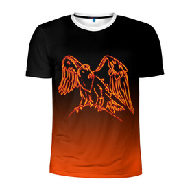 Мужская футболка 3D спортивная с принтом Огненный орел , 100% полиэстер с улучшенными характеристиками | приталенный силуэт, круглая горловина, широкие плечи, сужается к линии бедра | bird | eagle | falcon | fiery | fire | neon | orange | арт | беркут | горящая птица | дикий | животные | крылья | неоновый | огненная птица | орел | орлан | перья | пламя | природа | птица | птица огонь | птичка | сокол