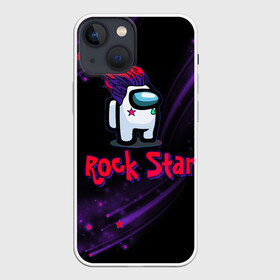 Чехол для iPhone 13 mini с принтом Among Us Rock Star ,  |  | 2021 | among us | impostor | space mafia | sus.puffballs united | амонг ас | амонг единорог | в космосе | гринч | импостор | инопланетяне | инопланетянин | новогодний амонг ас | ракета | с новым годом | самозванец | среди нас