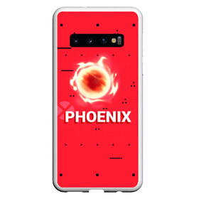 Чехол для Samsung Galaxy S10 с принтом Phoenix , Силикон | Область печати: задняя сторона чехла, без боковых панелей | new year | phoenix | phoenix valorant | valorant | valorant новогодний | агент валорант. | агент феникс | валорант | валорант новогодний | валорант узор | валорант феникс | игрок феникс | нг | новый год | орнамент | паттерн