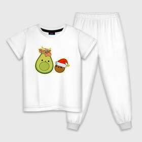 Детская пижама хлопок с принтом Авокадо встречают год Быка , 100% хлопок |  брюки и футболка прямого кроя, без карманов, на брюках мягкая резинка на поясе и по низу штанин
 | Тематика изображения на принте: 2021 | авокадо | авокадо бык | авокадо дед мороз | авокадо мама и малыш | авокадо новогодний | авокадо новый год | авокадо семья | бык костюм | год быка | год быка авокадо | дед мороз