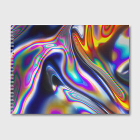 Альбом для рисования с принтом Токсичный , 100% бумага
 | матовая бумага, плотность 200 мг. | Тематика изображения на принте: glitch | абстракция | блики | градиент | металл | радуга | токсичный цвет | цвет сварки