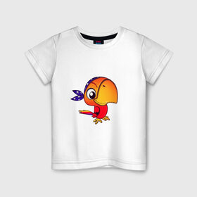 Детская футболка хлопок с принтом Попугайчик , 100% хлопок | круглый вырез горловины, полуприлегающий силуэт, длина до линии бедер | Тематика изображения на принте: 