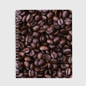 Тетрадь с принтом Кофейные зёрна , 100% бумага | 48 листов, плотность листов — 60 г/м2, плотность картонной обложки — 250 г/м2. Листы скреплены сбоку удобной пружинной спиралью. Уголки страниц и обложки скругленные. Цвет линий — светло-серый
 | абстрактные | абстрактный | абстракция | еда | зёрна | зерно | кофе | кофеёк | кофейные | напитки | напиток | питьё