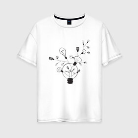 Женская футболка хлопок Oversize с принтом Absurd 3 , 100% хлопок | свободный крой, круглый ворот, спущенный рукав, длина до линии бедер
 | абстрактный | геометрия | идея | иллюстрация | лампочки | мысль | рисунок | черно белый
