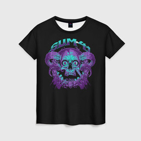 Женская футболка 3D с принтом Sum 41 , 100% полиэфир ( синтетическое хлопкоподобное полотно) | прямой крой, круглый вырез горловины, длина до линии бедер | metall | music | punk | rock | sum 41 | альтернатива | метал | музло | музыка | панк | рок | сам 41