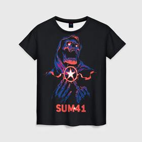 Женская футболка 3D с принтом Sum 41 , 100% полиэфир ( синтетическое хлопкоподобное полотно) | прямой крой, круглый вырез горловины, длина до линии бедер | metall | music | punk | rock | sum 41 | альтернатива | метал | музло | музыка | панк | рок | сам 41