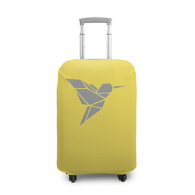 Чехол для чемодана 3D с принтом Колибри pantone 2021 , 86% полиэфир, 14% спандекс | двустороннее нанесение принта, прорези для ручек и колес | illuminating | pantone | ultimate grey | колибри | птицы
