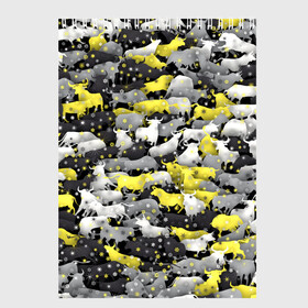 Скетчбук с принтом Желто-Серые Быки , 100% бумага
 | 48 листов, плотность листов — 100 г/м2, плотность картонной обложки — 250 г/м2. Листы скреплены сверху удобной пружинной спиралью | 2021 | illuminating | pantone | ultimate grey | yellow | безупречный серый | бык | корова | новогодний | новый год | освещающий | паттерн | снег | снежинки