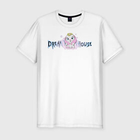 Мужская футболка хлопок Slim с принтом Диана Астер DREAMTEAM HOUSE , 92% хлопок, 8% лайкра | приталенный силуэт, круглый вырез ворота, длина до линии бедра, короткий рукав | dreamteam | dreamteamhouse | tiktok | блогер | диана астер | дримтим | тикток