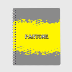 Тетрадь с принтом Grey and Illuminating Yellow , 100% бумага | 48 листов, плотность листов — 60 г/м2, плотность картонной обложки — 250 г/м2. Листы скреплены сбоку удобной пружинной спиралью. Уголки страниц и обложки скругленные. Цвет линий — светло-серый
 | Тематика изображения на принте: 2021 | antone | design | grey | illuminating | pantone | silver | ultimate grey | yellow | безупречный серый | дизайн | дизайнерский | логотип | надпись | освещающий | серебряный | текстура | тренд года | трендовые цвета | цвет | цвет 2021 г